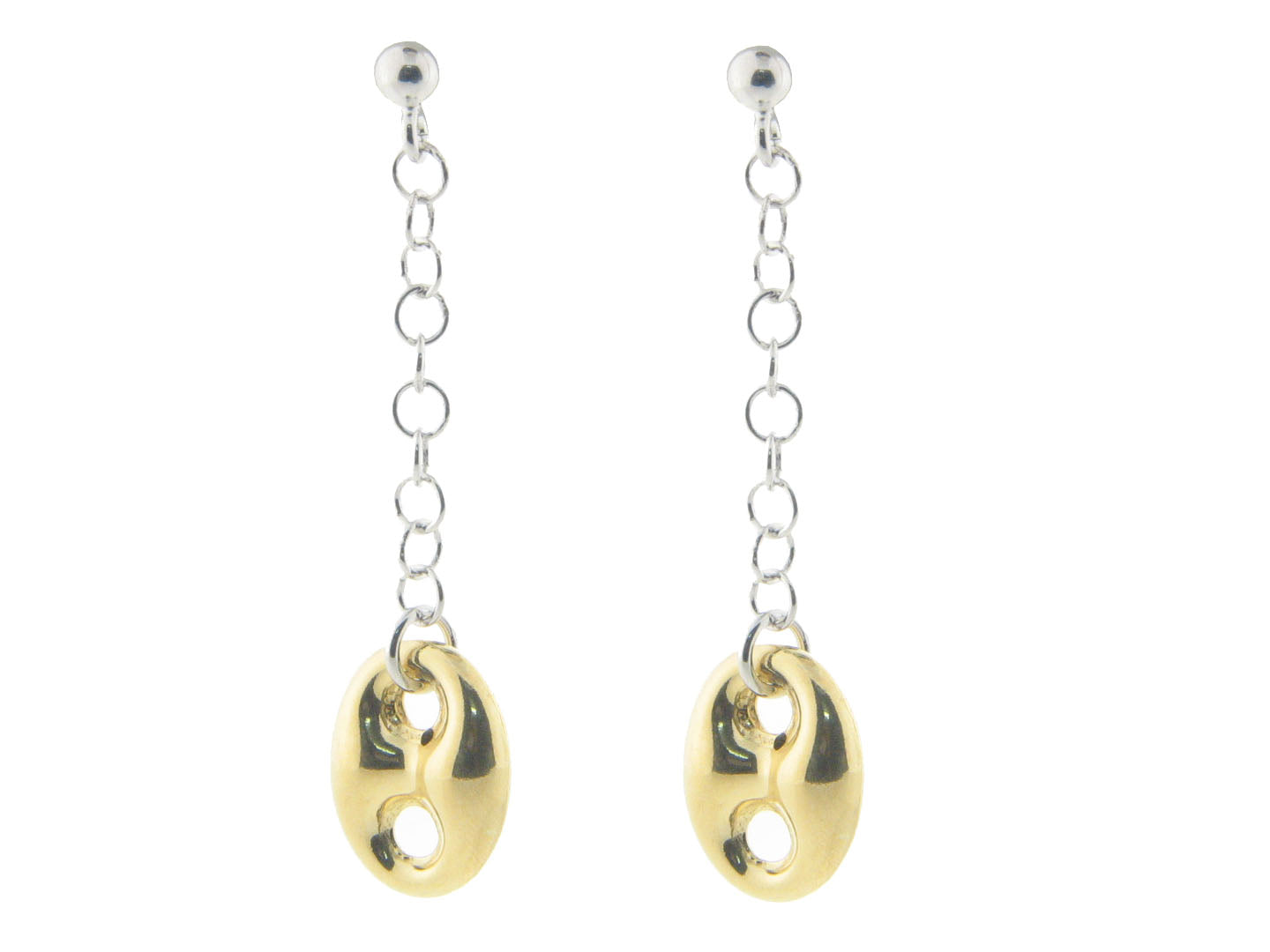 Two Tone Italian Marine Link Earrings Earrings