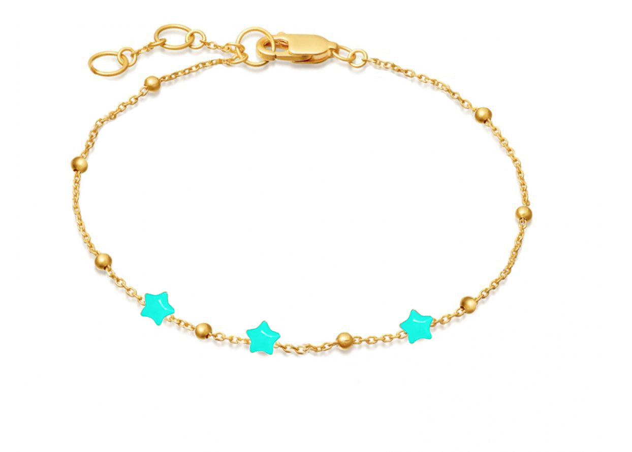 Pastel Teal Stars Bracelet (Vermeil) Bracelets