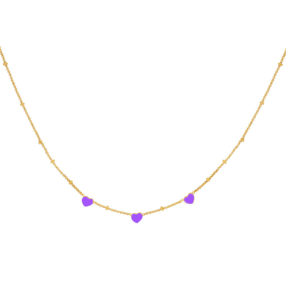 Pastel Violet Enamel Hearts Necklace (Vermeil) Necklaces