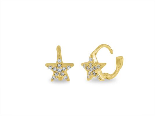 Small CZ Star Hoop Earring Earrings