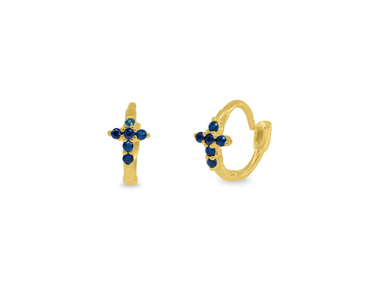 Mini Sapphire CZ Cross Hoop Earring Earrings