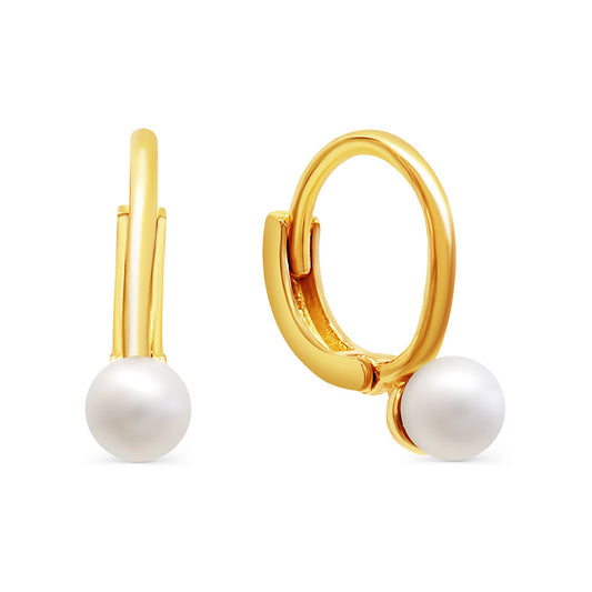 Mini Huggie Hoop Pearl Post Earrings Earrings