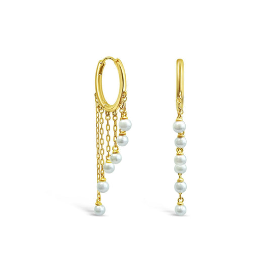 Cascading Pearls Hoop Earrings Earrings