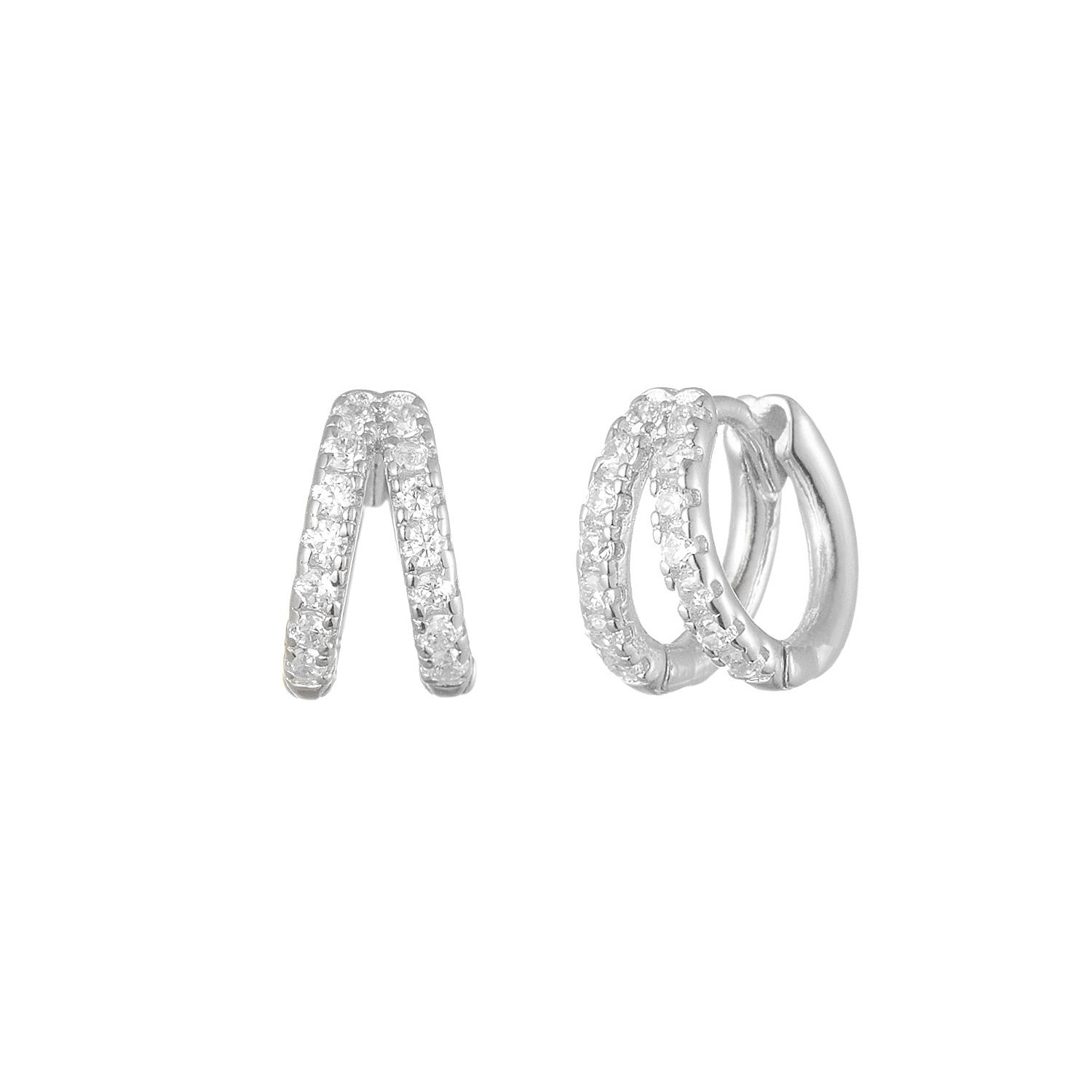 Silver Mini Dual Eternity Huggie Earrings Earrings