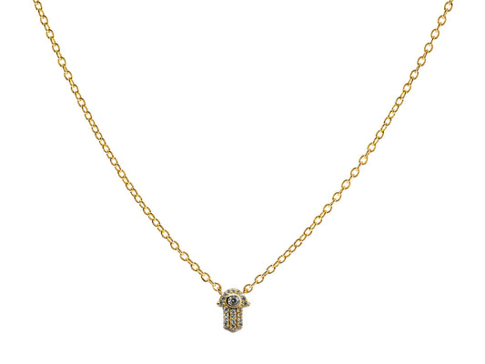 Small Hamsa Eye CZ Necklace Necklaces