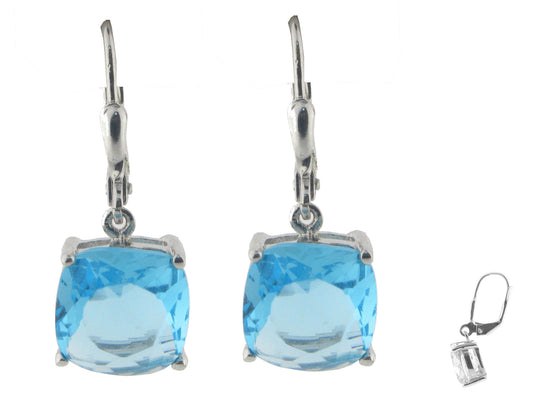 Aqua CZ French Clasp Earrings Earrings