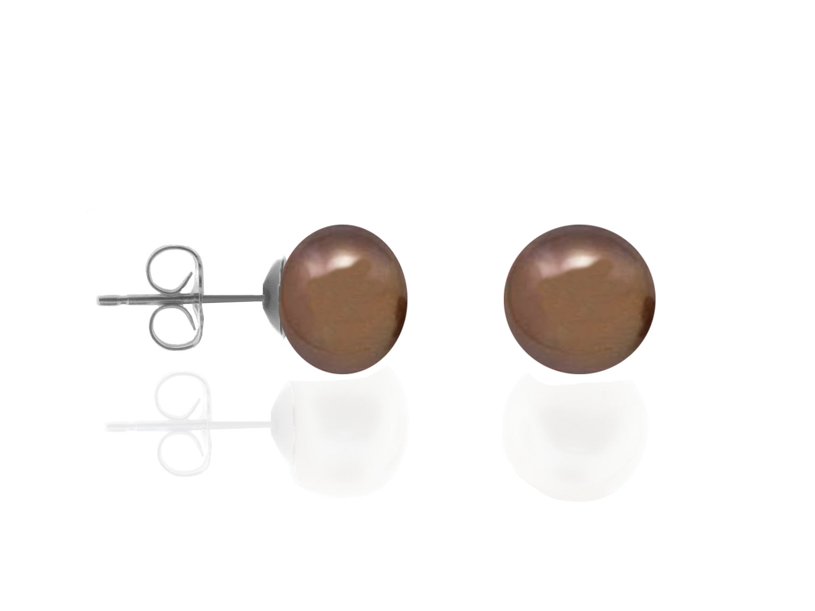 Coffee Pearl Stud Earrings, 9-9.5mm Earrings