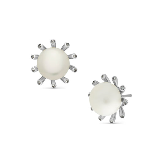 Sunburst Pearl Stud Earrings Earrings