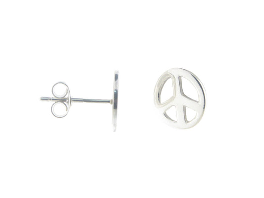 Sterling Silver Peace Sign Stud Earrings Earrings