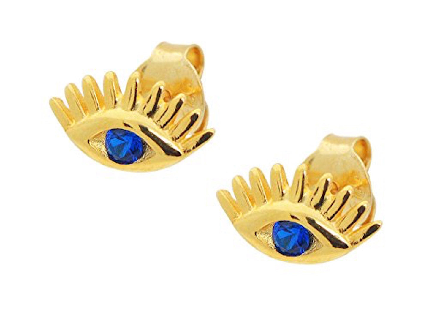 Sparkling Blue Evil Eye Studs Earrings