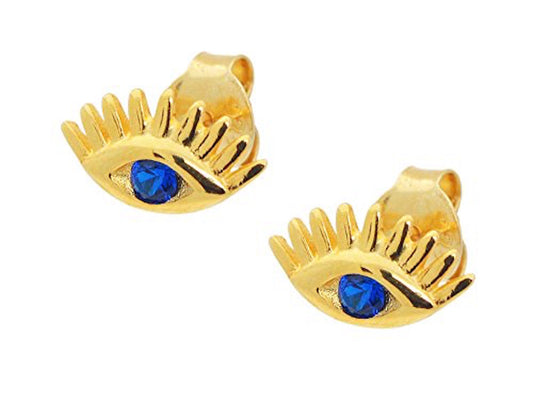 Sparkling Blue Evil Eye Studs Earrings