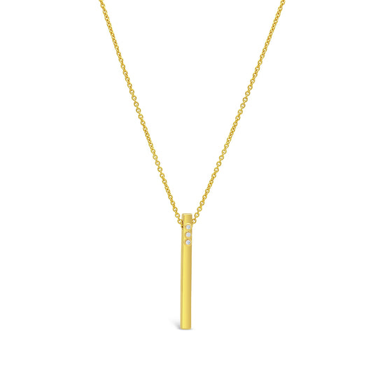 Sterling Silver Gold Plated Lariat Necklace with Sparkling Solid Bar Pendant Necklaces