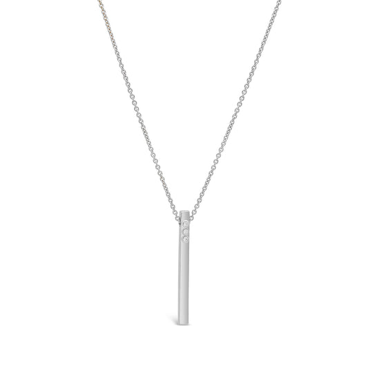 Sterling Silver Lariat Necklace with Sparkling Solid Bar Pendant Necklaces