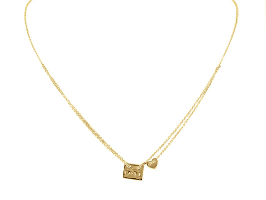 Gold Heart Love Necklace in Sterling Silver: Length 15-17 Inches- By Fronay Necklaces