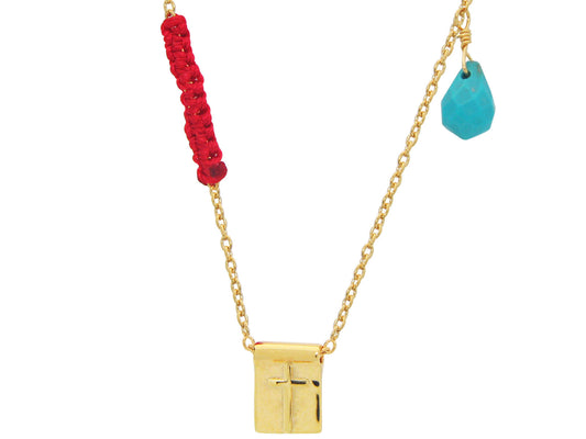 Golden Cross Plaque & Cord Necklace Necklaces