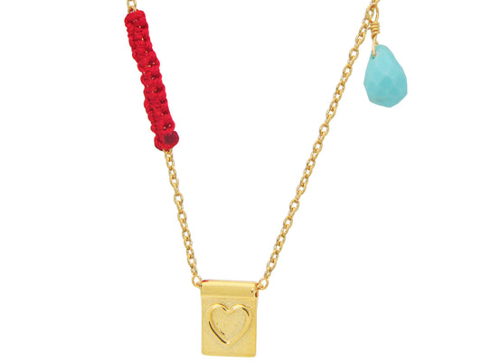 Golden Love Plaque & Cord Necklace Necklaces