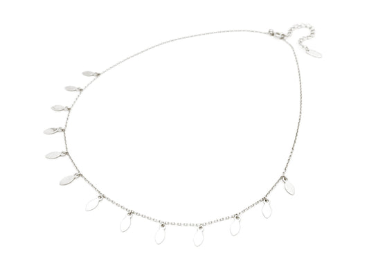 Fluttering Silver Leaves Rhodium Plated Sterling Silver Necklace, 15" + 2" Necklaces
