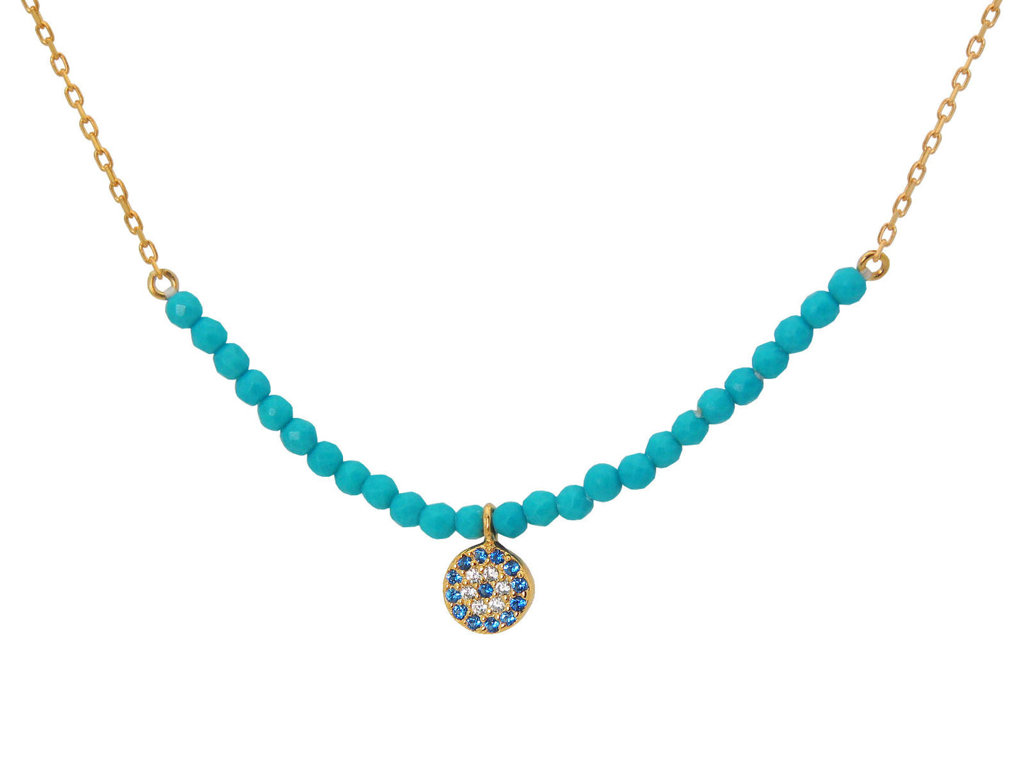 Turquoise Mini Evil Eye Golden Necklace Necklaces