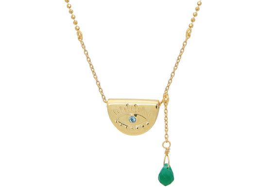 Evil Eye Pendant Necklace: Sterling SIlver Gold Plated , 16" Length Necklaces