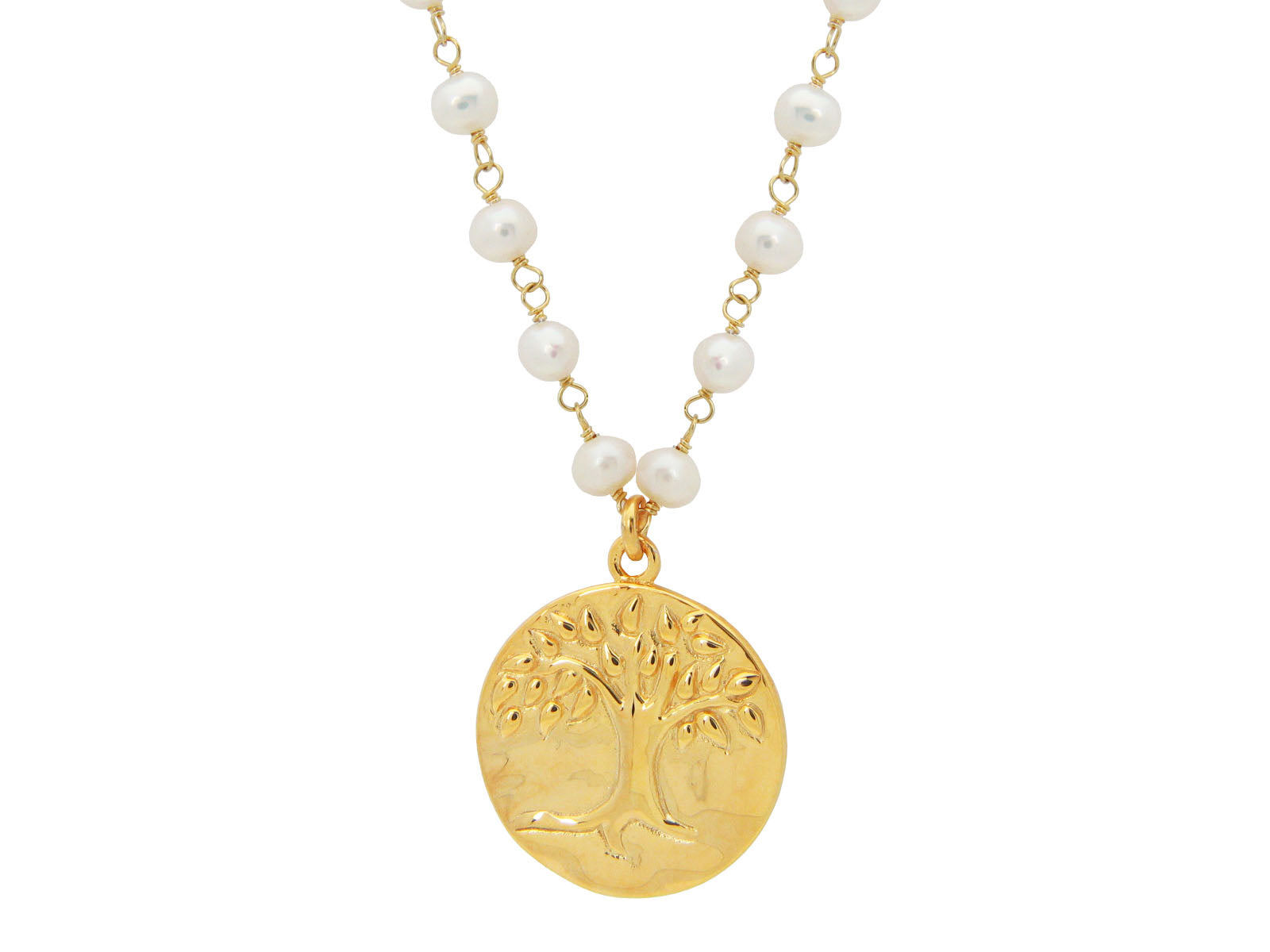 Golden Tree of Life & Pearls Necklace Necklaces