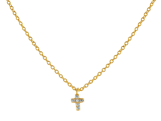 Sparkling Mini Golden Cross Necklace Necklaces