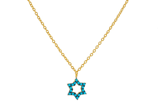 Mini Aqua Star of David Necklace Necklaces