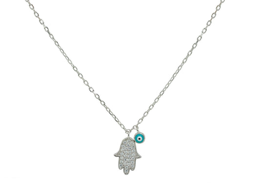 Mini Hamsa Hand & Evil Eye Necklace Necklaces