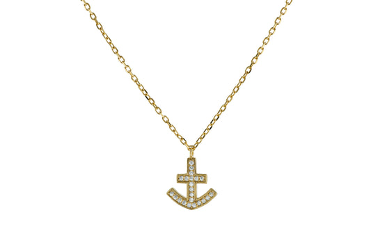 Sparkling Golden Anchor Necklace Necklaces