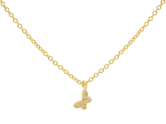 Golden Mini Sparkling CZ Butterfly Necklace Necklaces