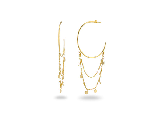 Mediterranean Golden Discs Hoop Earrings Earrings