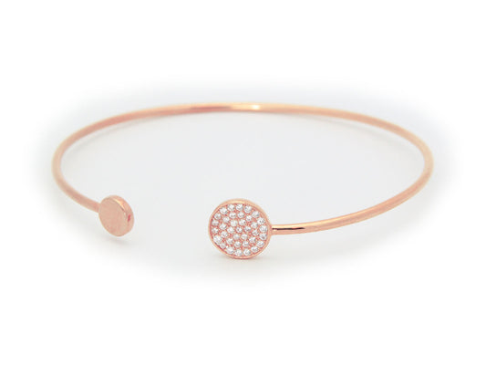 Sparkling Discs Rose Gold Bangle Bracelets