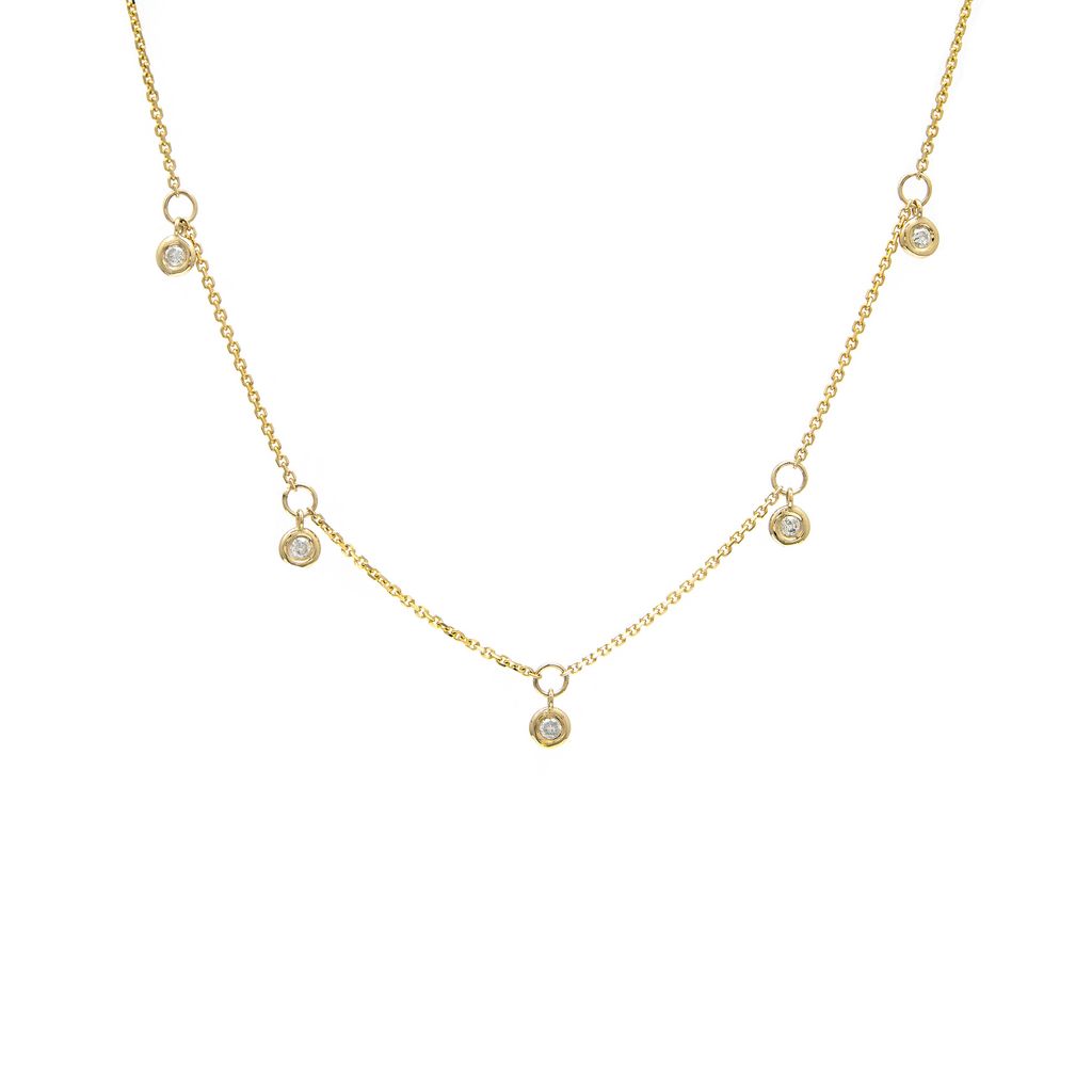 14k Gold 5 Bezel Diamond Necklace Necklaces