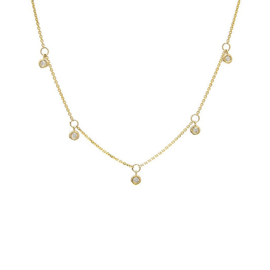 14k Gold 5 Bezel Diamond Necklace Necklaces