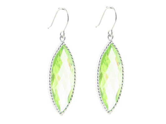 Light Green Marquise Crystal Earrings in .925 Sterling Silver Earrings