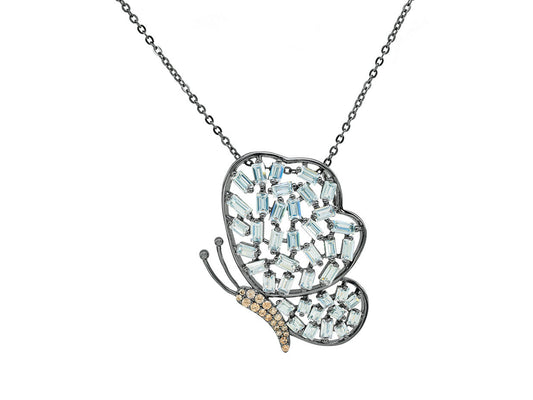 Luxe Sparkling Baguette Butterfly Necklace Necklaces