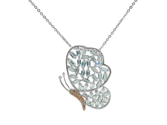 Luxe Sparkling Baguette Butterfly Necklace Necklaces