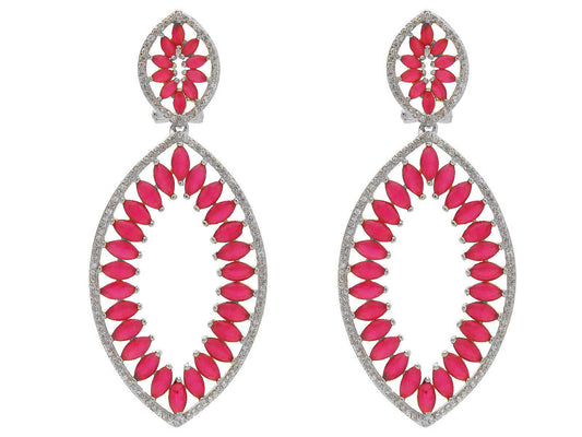 Red CZ Marquise Omega Drop Earrings Earrings