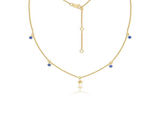 18K Yellow Gold Star Pendant and London Blue Topaz Necklace Necklaces