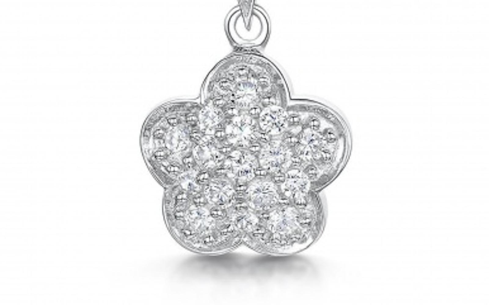 Sterling Silver Fluttering CZ Flower Pendant Necklace, 16" Necklaces