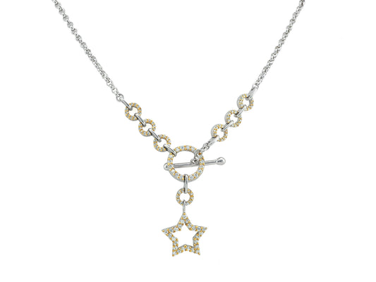 Iced Out Circles and Stars Rolo Necklace Necklaces