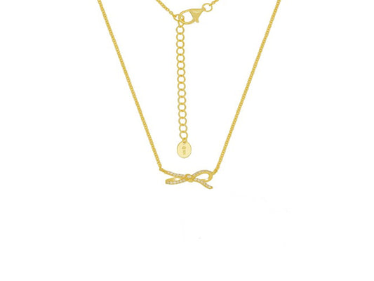 Golden Sparkling Lazo Bow Necklace Necklaces