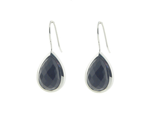 Faceted Black Onyx Hook Earrings Earrings