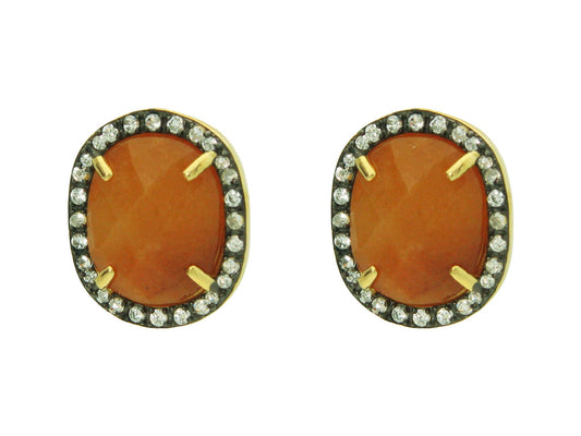 Orange Gemstone Stud Studs Earrings