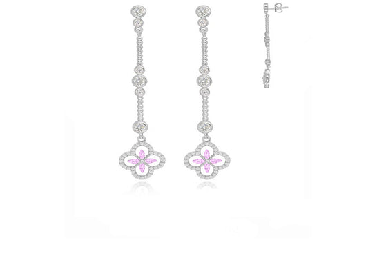 Pink Fleur Bridal Drop Earrings Earrings