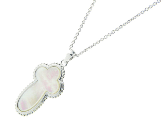 Silver Mother of Pearl Cross Necklace Necklaces