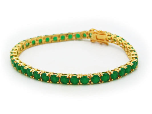 Green Cz Tennis Bracelet (Gold) Bracelets