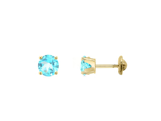 14k Gold Blue Topaz Screwback Earrings (3mm) Earrings