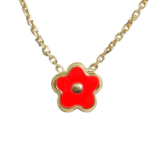18k Gold Fuccia Flower Pendant Necklace Necklaces