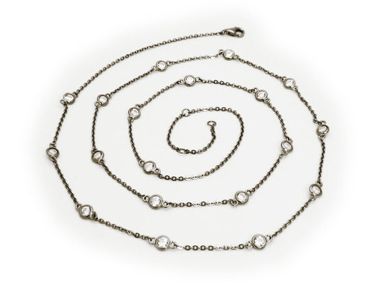 Gunmetal CZ by the Yard Chain, 40" Necklaces