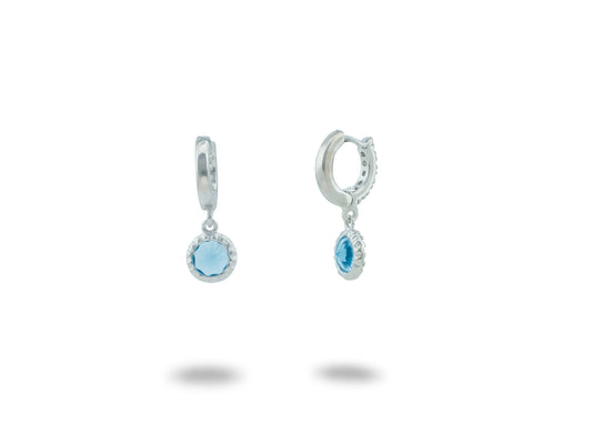 BecKids Blue CZ Huggie Kids Earrings: 925 Sterling Silver Earrings